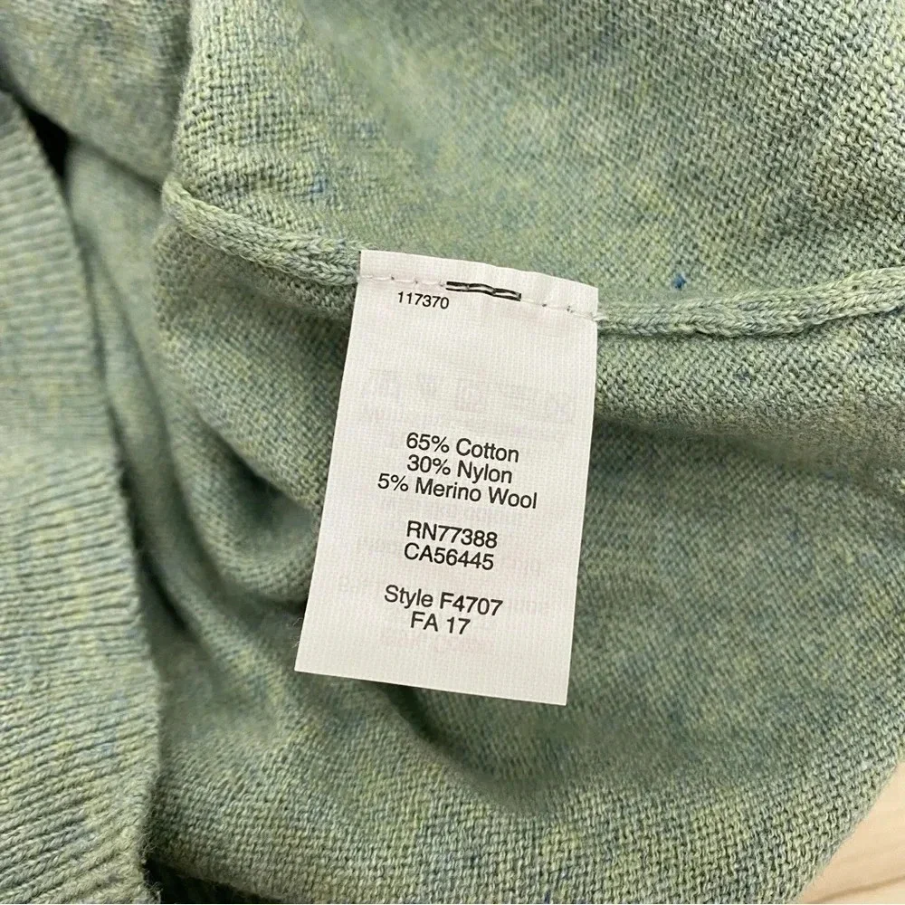 J.CREW Harbor Cotton Basic Green Sweater Merino blend Sz Medium